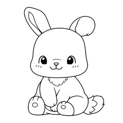 Adorable Little Rabbit Line art Coloring Page for Kids