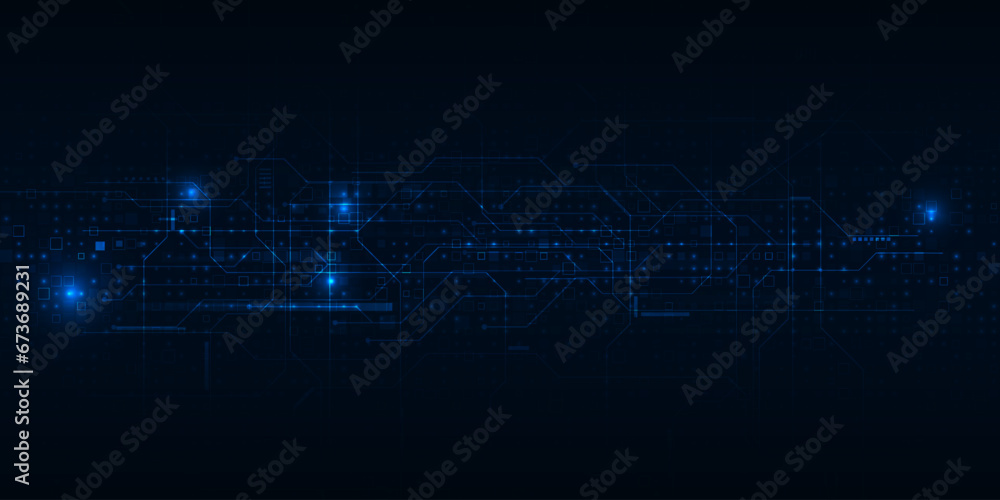 Poster vector illustration of futuristic digtial technology background.horizontal digital space with glowin
