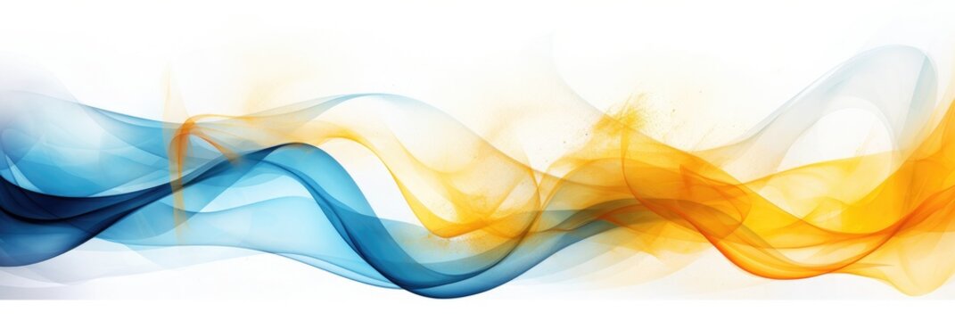 Watercolor style abstraction of razvnotsvetnye wavy and curved lines of bright colors on a white background. Banner