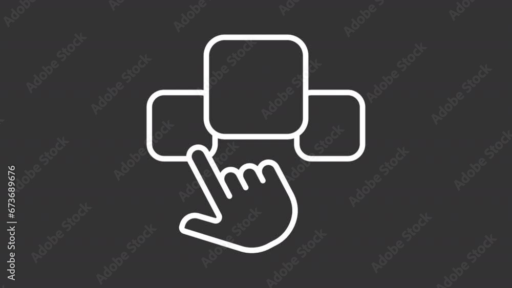 Poster 2d white creative thin line animation of clicking on check mark icon, hd video with transparent back