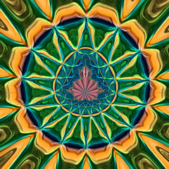 triangular mosaic wide format vivid gold green and turquoise