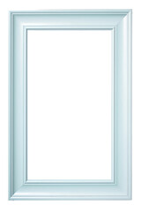 simple thin light blue picture frame on transparent background