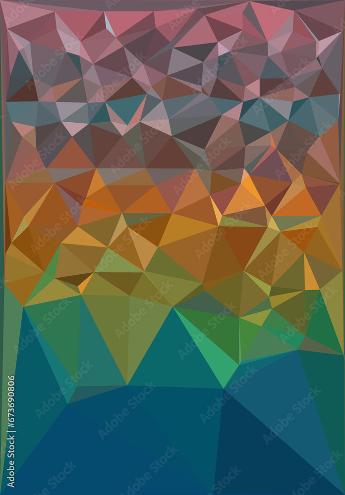 Aufkleber triangular mosaic square format in cubist style and vivid gold green colours