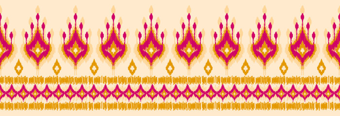 Border ethnic ikat pattern art. folk embroidery, and Mexican style. Aztec geometric ornament print. Design for background, illustration, fabric, clothing, textile, print, batik.