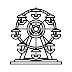 Ferris wheel isolated vector line icon for Ferris Wheel Day on February 14. Amusement park ride outline symbol.