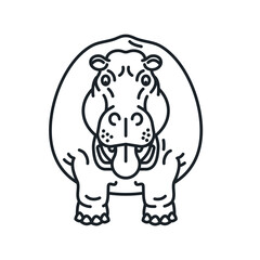 Hippopotamus cartoon character vector line icon for Hippo Day on February 15. African wildlife outline symbol.