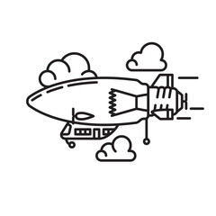 Lightbulb as blimp airship vector line icon  for Innovation Day on February 16. Creativity and technology outline  symbol.