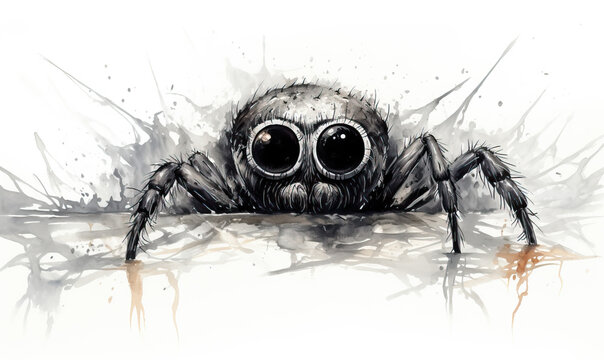 Drawing of a spider on a white background.