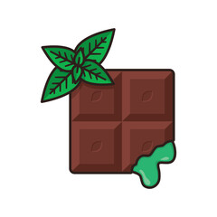 Chocolate with liquid mint filling isolated vector illustration for Chocolate Mint Day on February 19. Sweet food symbol.