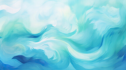 Energetic ocean wave pattern in indigo teal and aquamarine