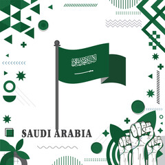 Saudi Arabia Flag national day design Abstract geometric decoration vector illustration