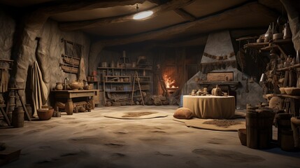 Abandoned house. AI generated art illustration.