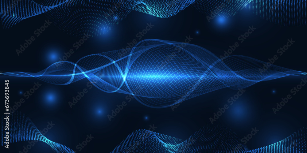 Poster vector illustration of digital waveform or wireframe wave.abstract futuristic digital technology bac