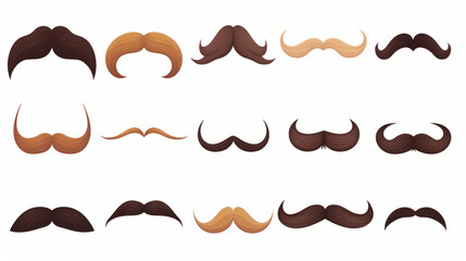 Selection of different moustaches and beards as icon set