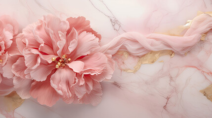 Luxurious marbled ink with blush peonies golden details