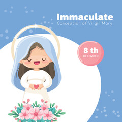 Feast of the Immaculate Conception. Virgin Mary holding a heart - 673695244