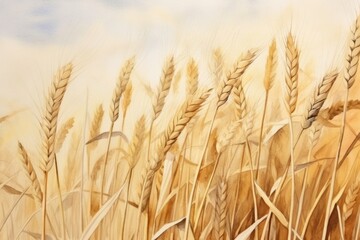 Watercolor painting of closeup barley