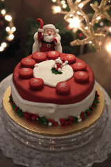 Santa-decorated Christmas cake.Generative AI