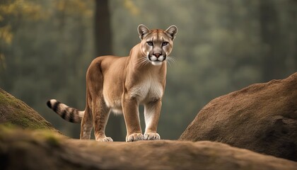 Fototapeta premium Mountain Lion Photography Stock Photos cinematic, wildlife, mountain lion, for home decor, wall art, posters, game pad, canvas, wallpaper