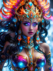 Naklejka premium 3d surreal design with ultra details, colorful generative art, shiny colors with HDR, surreal painting art