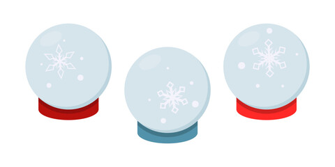 Obraz na płótnie Canvas Set of crystal snowballs. Christmas decorations. Vector illustration on white background. 
