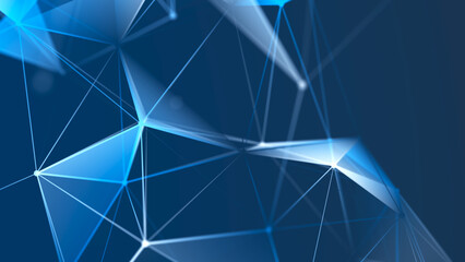 Abstract digital communication points. Technological background. Network connection structure. Color plexus effect. 3D