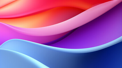 Vivid abstract 3D design with coloful waves. Blue, pink and red colored background.