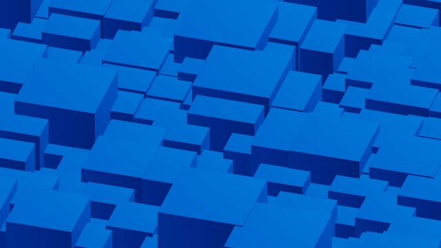 Blue abstract geometric background, seamless loop 3d animation, motion graphics