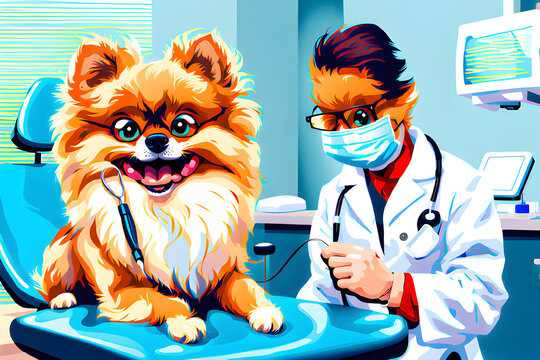 Pomeranian goes to the dentist.
Generative AI.