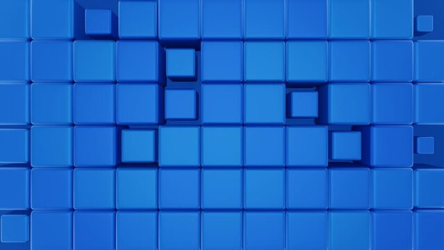 Blue abstract geometric background, seamless loop 3d animation, motion graphics