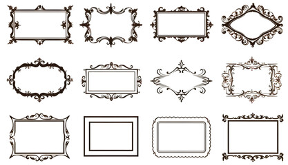 Set of decorative vintage frames as design templates - obrazy, fototapety, plakaty