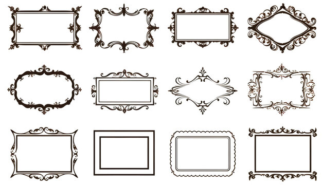 Set of decorative vintage frames as design templates