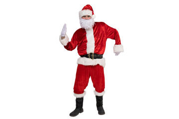 PNG Santa Claus dancing isolated on white background.