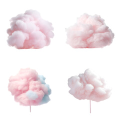 Set of realistic pink cloud isolated on transparent background. 