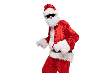 PNG Santa Claus in ski goggles isolated on white background.