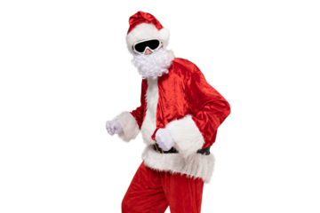 PNG Santa Claus in ski goggles isolated on white background.