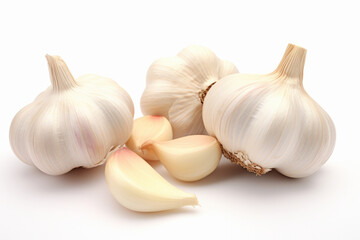 Garlic isolated on white background, close up view.generative ai