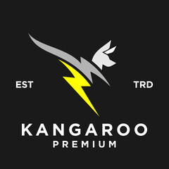 Kangaroo bolt lightning Logo icon design illustration