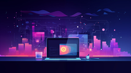 website hero section Background with coding computer