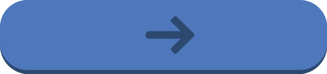 Blue slider switch with Right Arrow symbol. On off and control options toggle, digital panel element of modern multimedia device. Flat simple vector icon isolated on white background