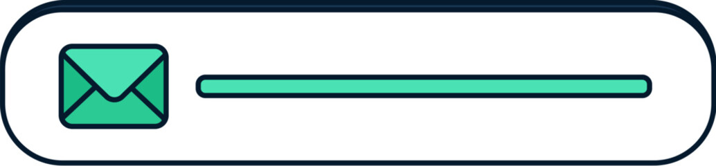 White slider switch with closed paper envelope symbol. On off and control options toggle, digital panel element of modern multimedia device. Stroke outline vector icon isolated on white background