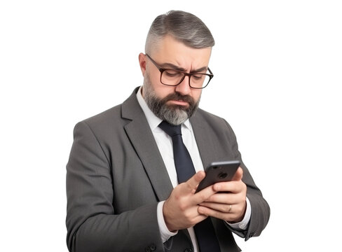 Businessman reading bad news, cut out