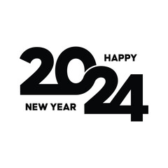 Happy New Year 2024 text design. for Brochure design template, card, banner. Vector illustration. Isolated on white background