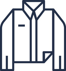 Linear icon of classic collared shirt. Casual clothes and shoes. Wardrobe item to create modern fashionable look. Simple dark grey vector symbol isolated on white background