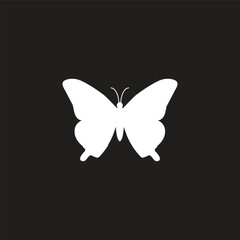 Vector flat black silhouette logo icon of butterfly butter fly isolated on white background