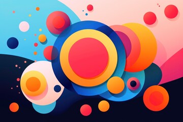 Obraz premium A vibrant and abstract artwork featuring intersecting circles, symbolizing the fusion and coherence of diverse elements, perfect for versatile creative endeavors