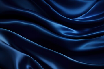Obraz premium Smooth satin fabric in navy blue, creating an abstract, elegant background with room for design. Featuring gentle folds and a gradient effect