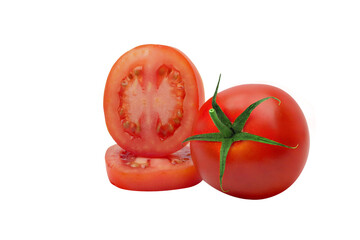 whole tomatoes and tomato slices on transparent background png