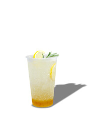 Ice Yuzu orange. Drink with fresh orange fruit. Yuzu cocktail with juice, soda, and ice