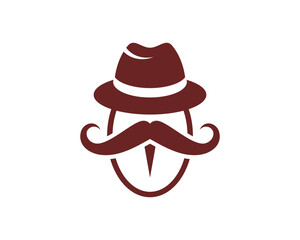 Coffee beans with detective hat vector logo